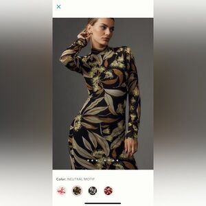 By Anthropologie Long-Sleeve Mock-Neck
Printed Slim Midi Dress size XL